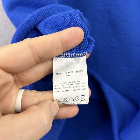 GAELLE BONHEUR PARIS Sweatshirt Womens OS Blue Oversized Slouchy Pullover - Picture 6 of 12